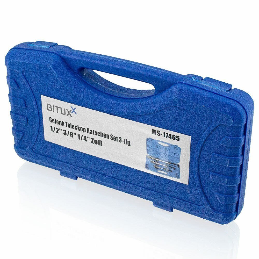 Lankstomų teleskopinių terkšlių rinkinys 1/4″, 3/8″ ir 1/2″ – BITUXX® – papildoma nuotrauka 1