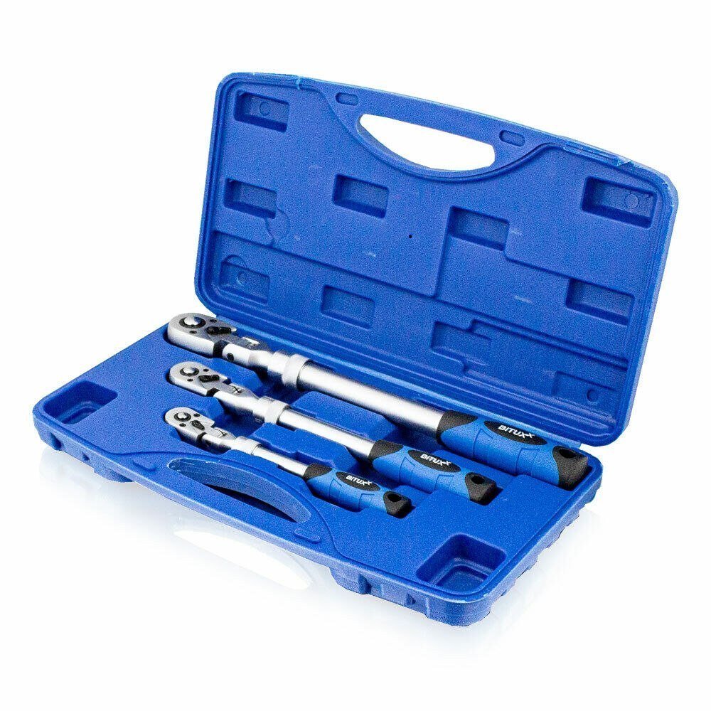 Lankstomų teleskopinių terkšlių rinkinys 1/4″, 3/8″ ir 1/2″ – BITUXX® – papildoma nuotrauka 3