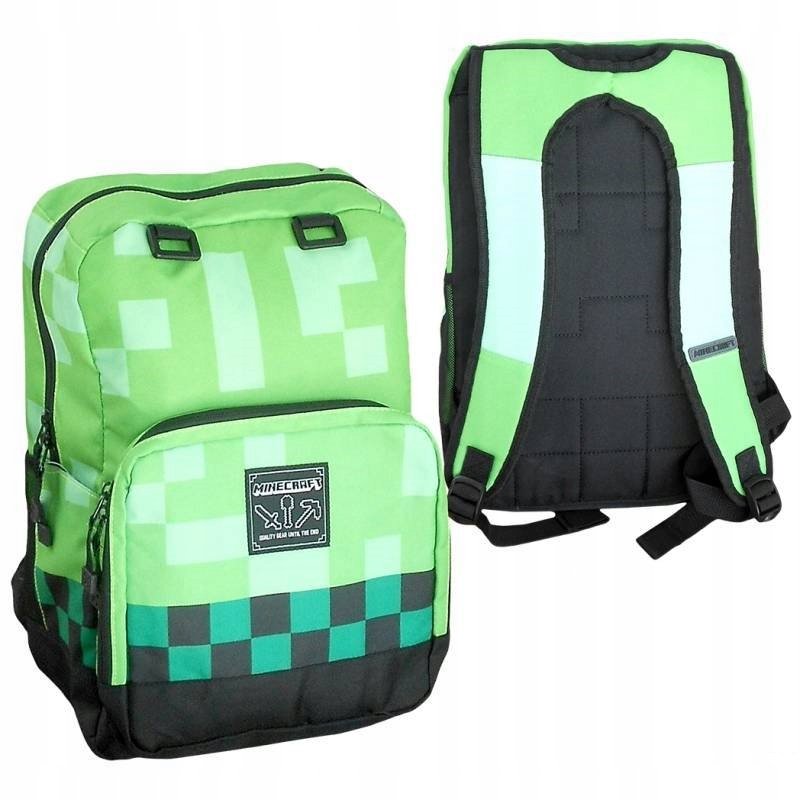 Minecraft licencijuota mokyklinė kuprinė „Creeper/TNT“, žalia, 45 × 33 × 23 cm
