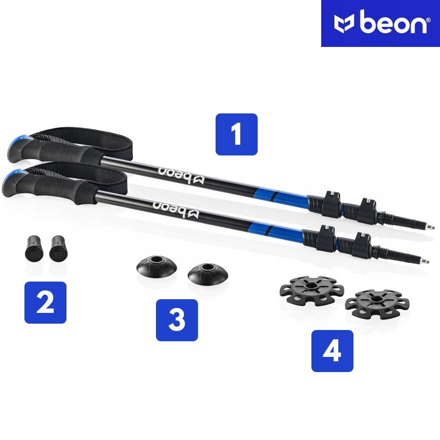 Beon Smart Blue teleskopinės žygio lazdos, 61–135 cm, 2 vnt. – vaizdas 3