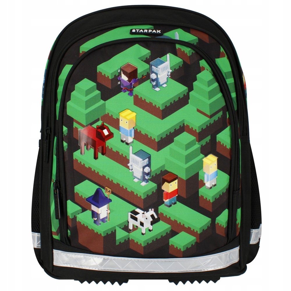 Starpak Minecraft Pixel A4 mokyklinė kuprinė, 39 × 28 × 15 cm