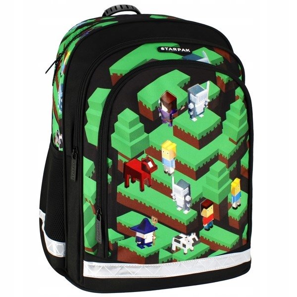 Starpak Minecraft Pixel A4 mokyklinė kuprinė, 39 × 28 × 15 cm – vaizdas 3