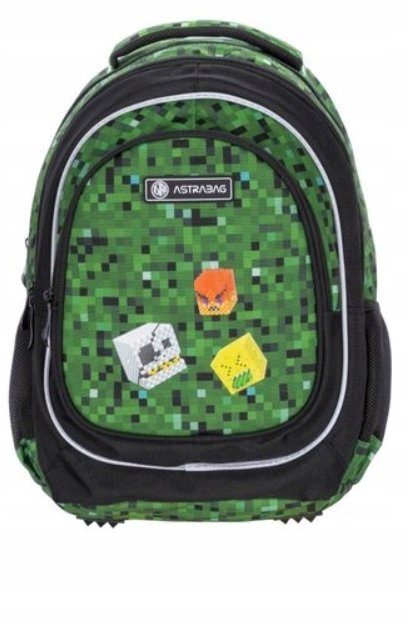 AstraBag Minecraft A4 kelių skyrių mokyklinė kuprinė, 20 l