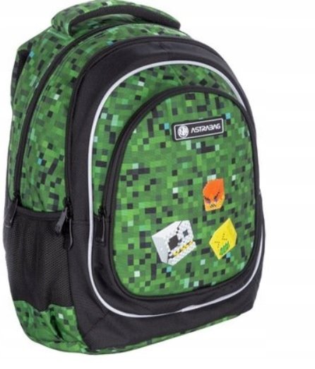 AstraBag Minecraft A4 kelių skyrių mokyklinė kuprinė, 20 l – vaizdas 2