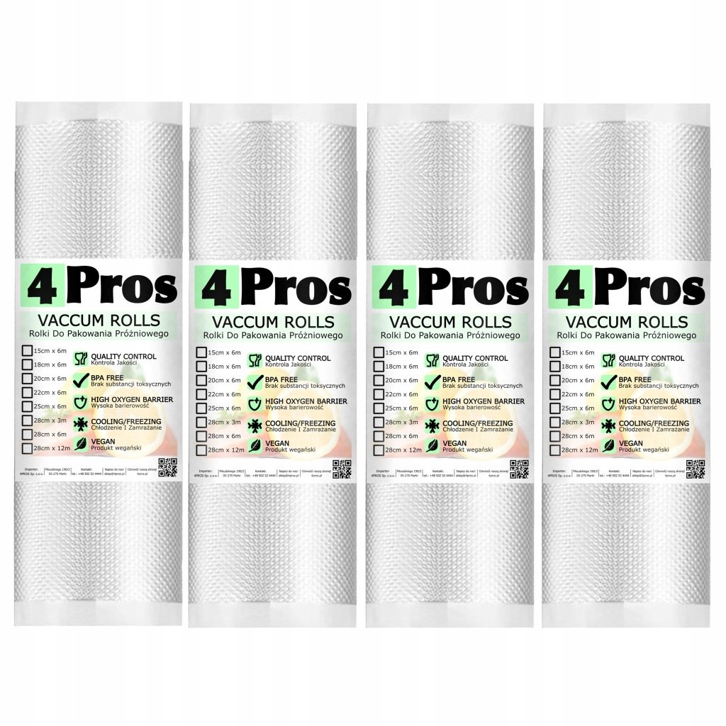 4Pros vakuumavimo plėvelė 28 cm × 6 m, 4 ritiniai