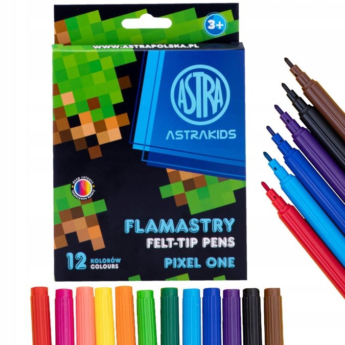 Astra Minecraft Pixel One flomasteriai, 12 spalvų