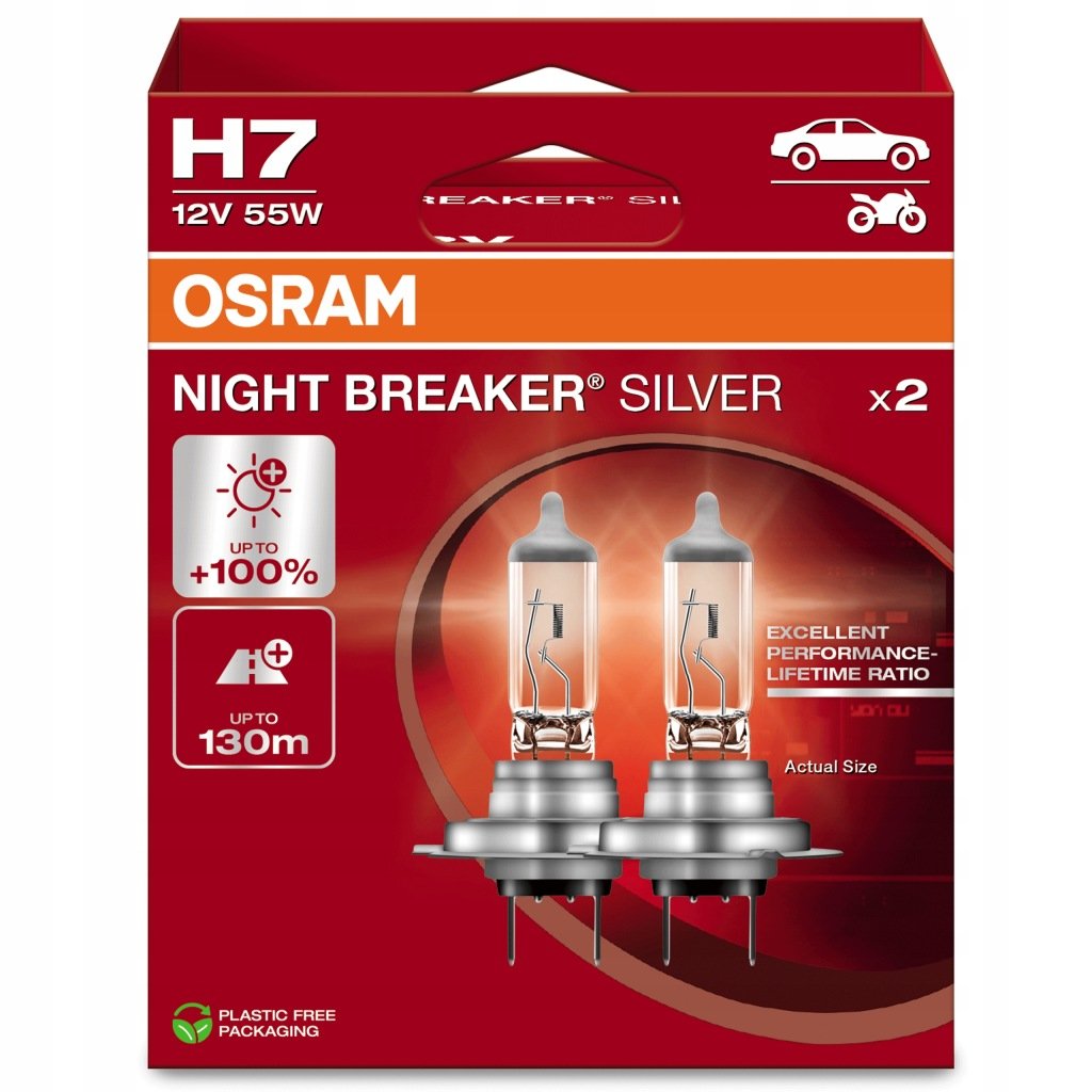 OSRAM Night Breaker Silver H7 halogeninės lemputės, 2 vnt.