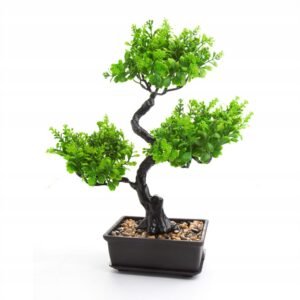 Dirbtinis bonsai medelis vazone, 36 cm, žalias – Be prekės ženklo