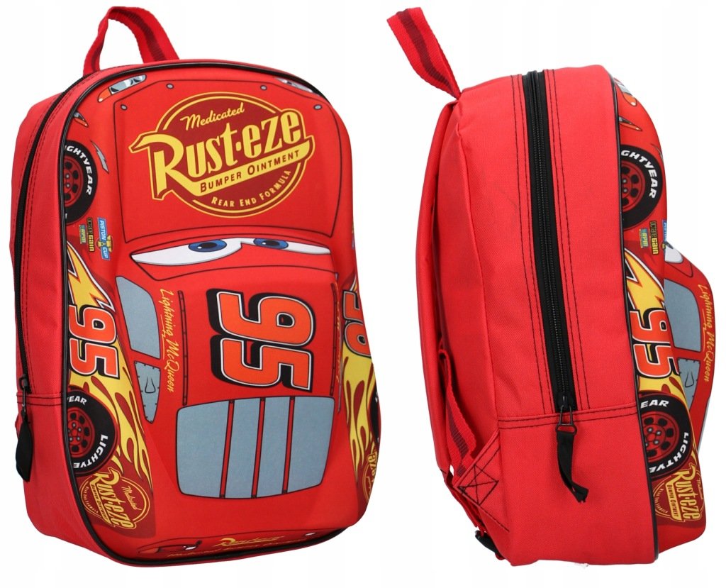 Vadobag Cars 3D vaikiška kuprinė su Žaibu Makvynu, 33 cm, raudona