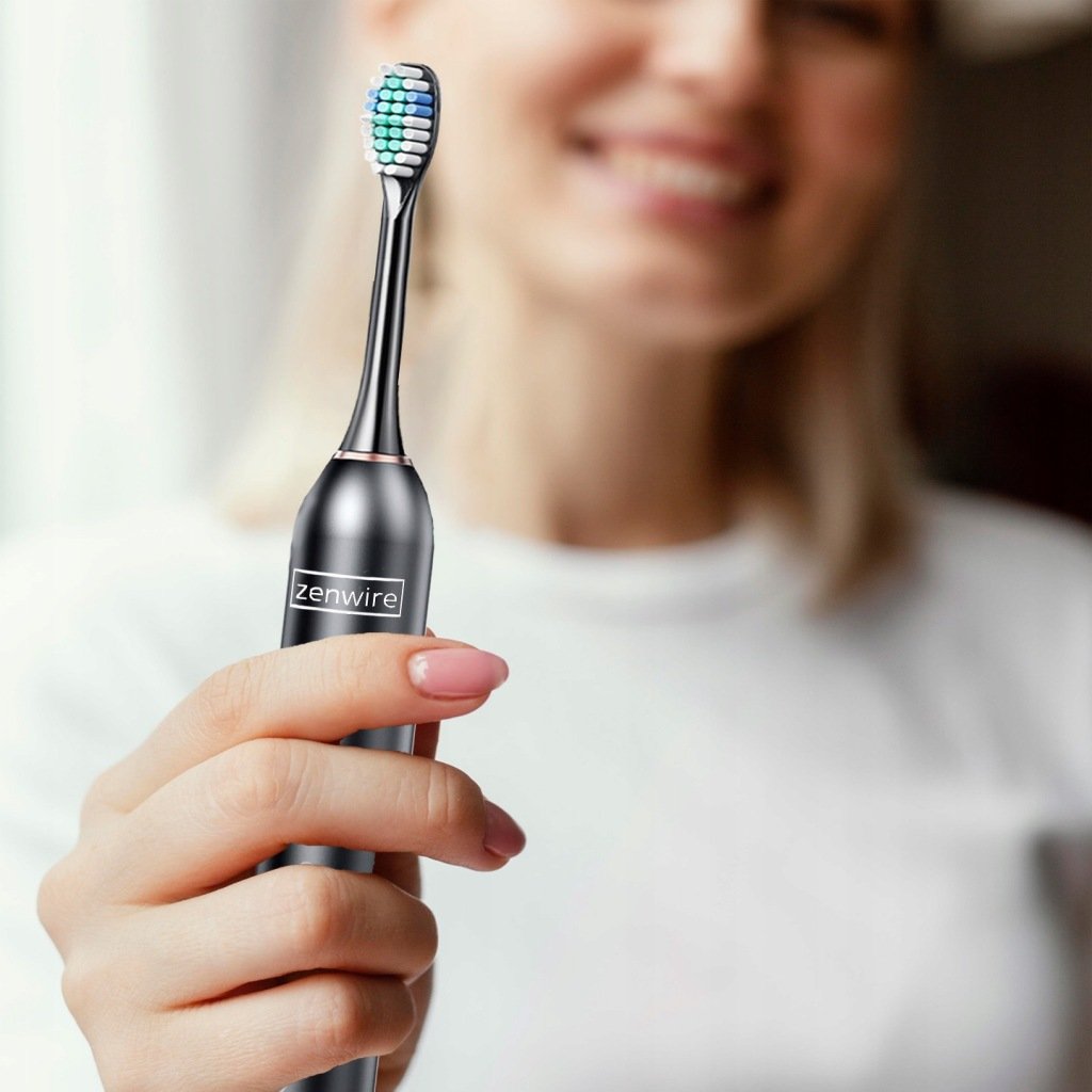 Zenwire MagniSonic 506 soninis dantų šepetėlis, 6 režimai, 8 galvutės, juodas – vaizdas 2