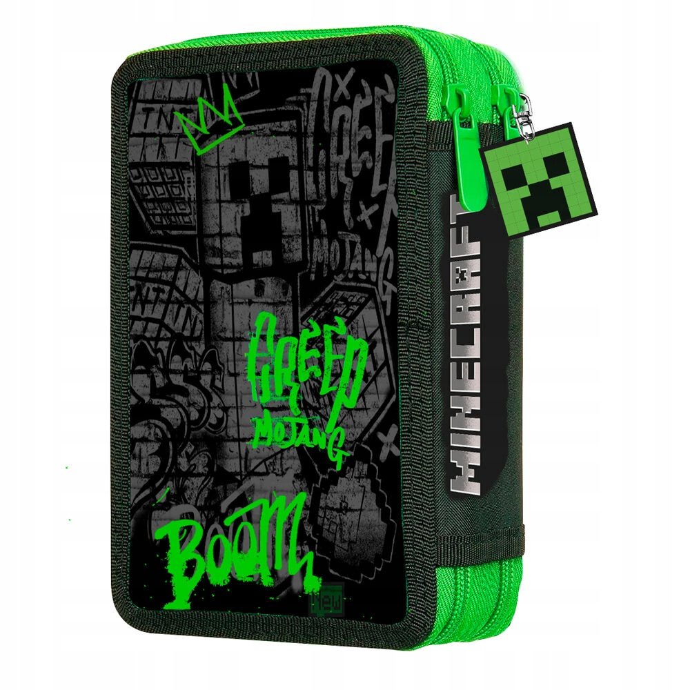 Kids Euroswan Minecraft Creeper Boom 3D dviejų skyrių penalas su priemonėmis – vaizdas 2
