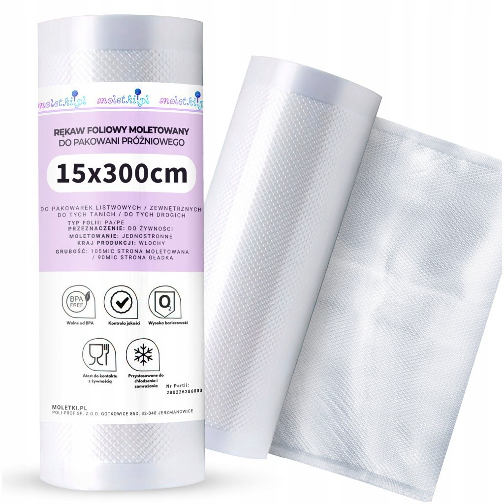 Vakuumavimo plėvelės ritinių rinkinys, 7 vnt., 15/20/28 cm × 3 m – Moletki – vaizdas 2