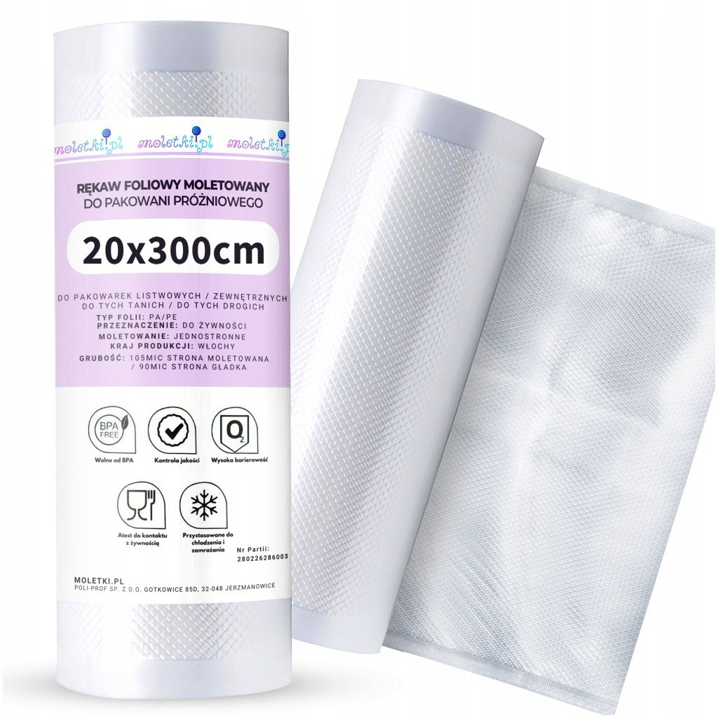 Vakuumavimo plėvelės ritinių rinkinys, 7 vnt., 15/20/28 cm × 3 m – Moletki – vaizdas 3