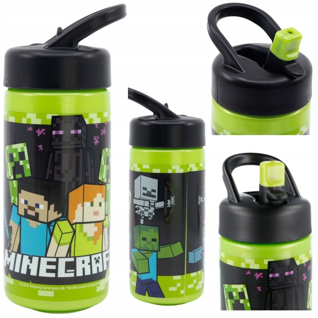 Stor Minecraft vaikiška gertuvė su šiaudeliu, 410 ml – vaizdas 3
