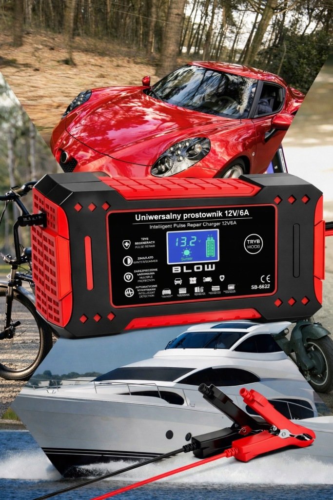 BLOW 58-682 automatinis akumuliatoriaus įkroviklis 12 V, 6 A, LCD – vaizdas 4