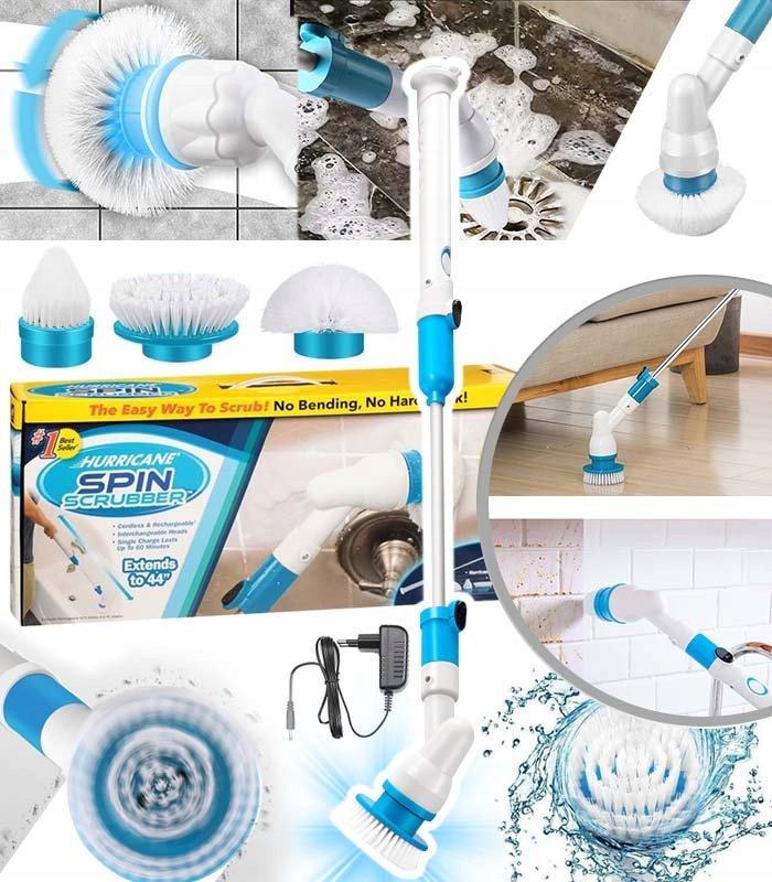 BNTrade Spin Scrubber elektrinis valymo šepetys 3-in-1, teleskopinis