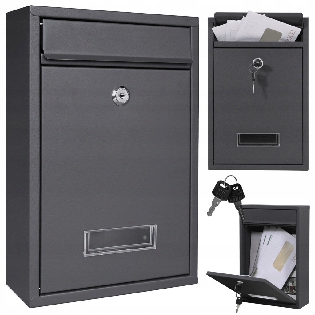 SEVERNO Dublin antracito spalvos pašto dėžutė, 32 × 21,5 × 9 cm – SEVERNO Home&Office