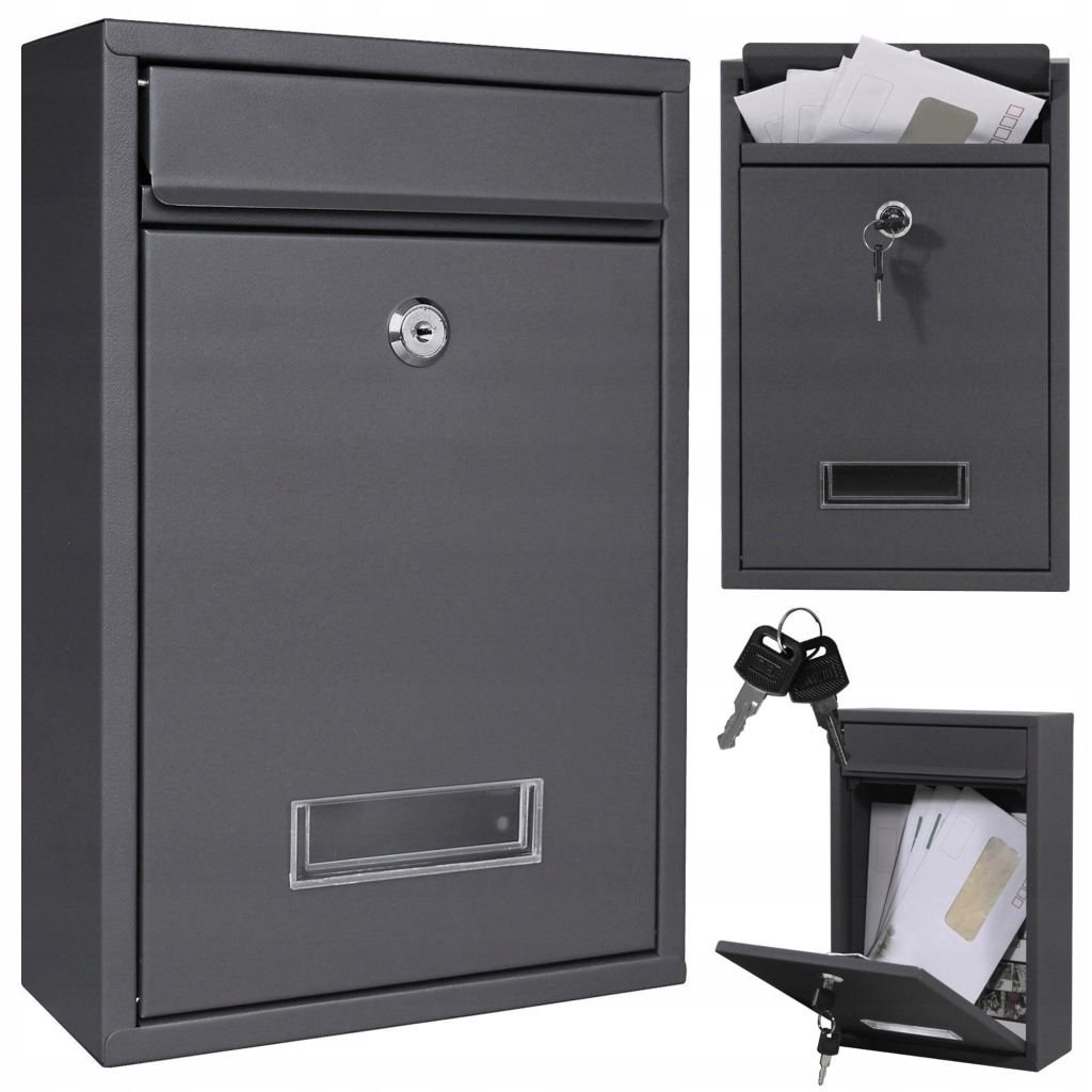 SEVERNO Dublin antracito spalvos pašto dėžutė, 32 × 21,5 × 9 cm – SEVERNO Home&Office