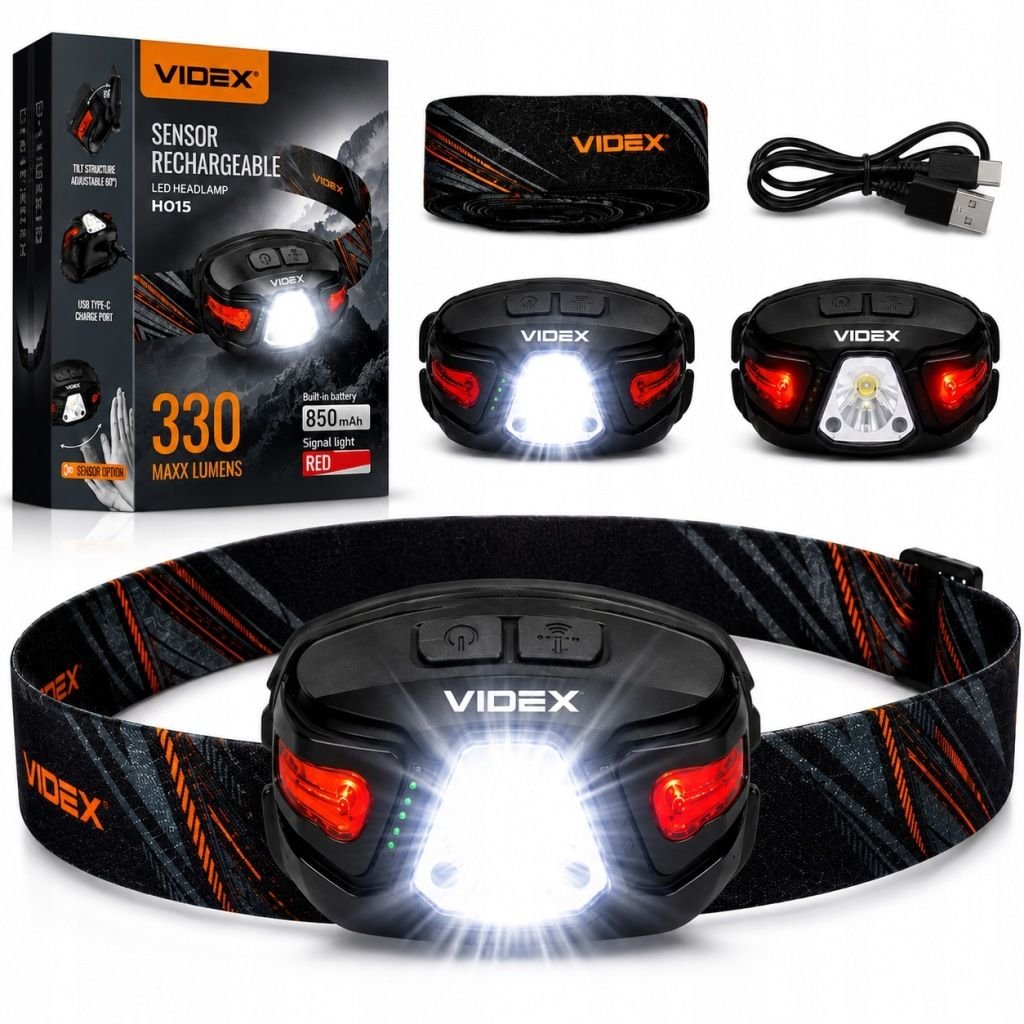 Videx H015 įkraunamas LED galvos žibintas, 330 lm, USB-C, IP67