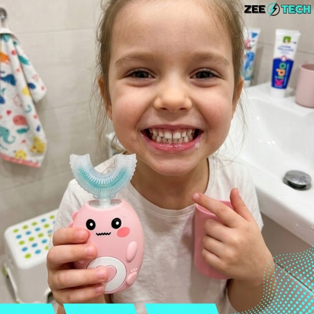 ZeeTech YJD-C-001 360° soninis dantų šepetėlis vaikams 2–12 m., rožinis – vaizdas 4