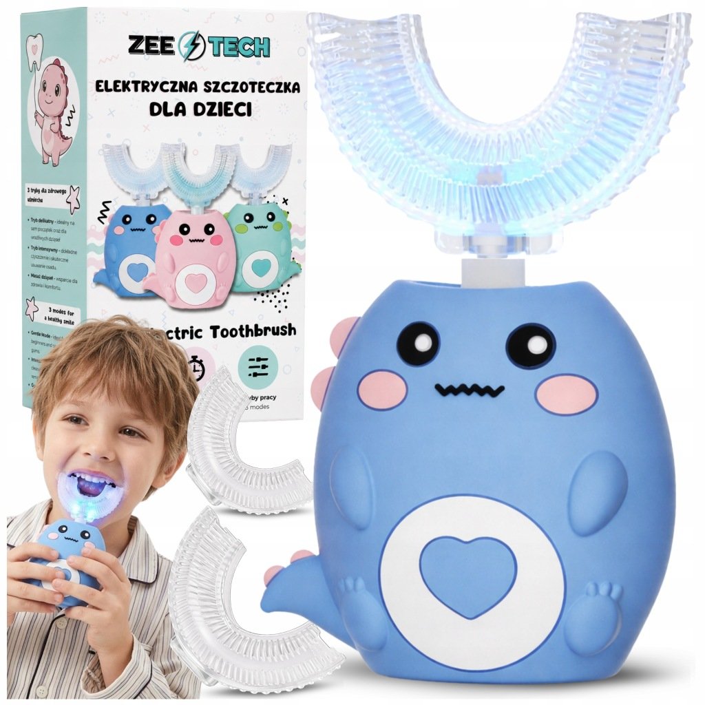 ZeeTech YJD-C-001 360° soninis dantų šepetėlis vaikams 2–12 m., mėlynas
