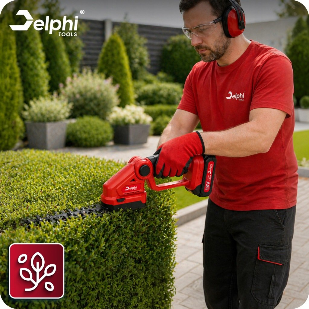 Delphi Tools 18 V akumuliatorinės žolės ir gyvatvorių žirklės 2in1, 2 Ah – vaizdas 4