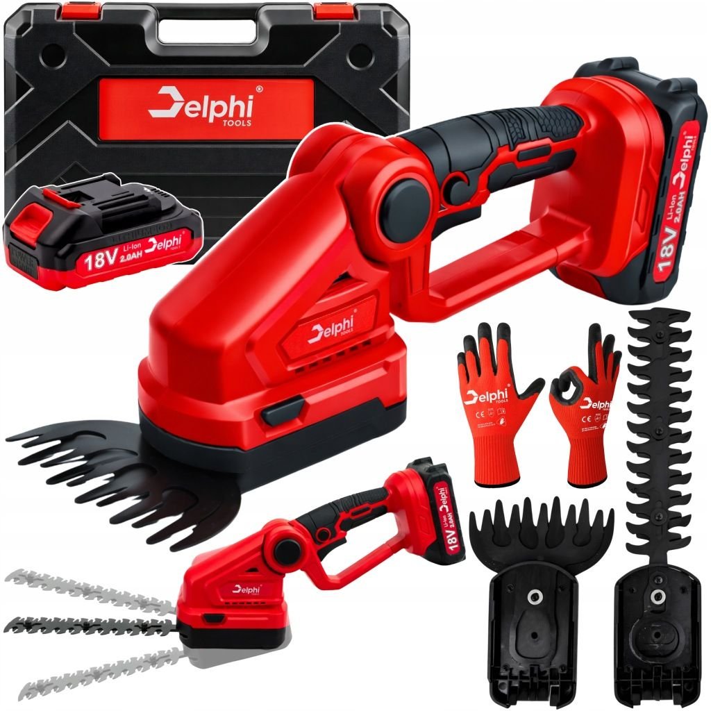 Delphi Tools 18 V akumuliatorinės žolės ir gyvatvorių žirklės 2in1, 2 Ah