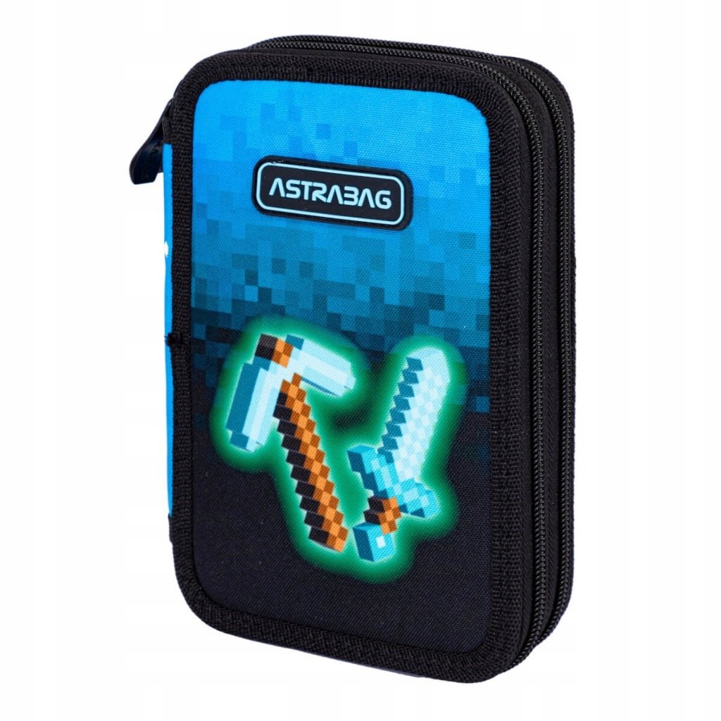 Astra Minecraft Blue Pixel dviejų skyrių penalas su 32 priemonėmis – vaizdas 2