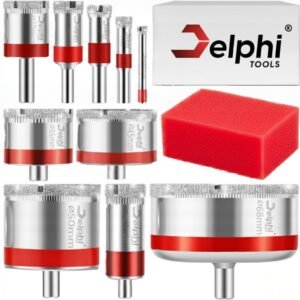 Delphi Tools deimantinių karūnų rinkinys plytelėms, 6–68 mm, 10 vnt.