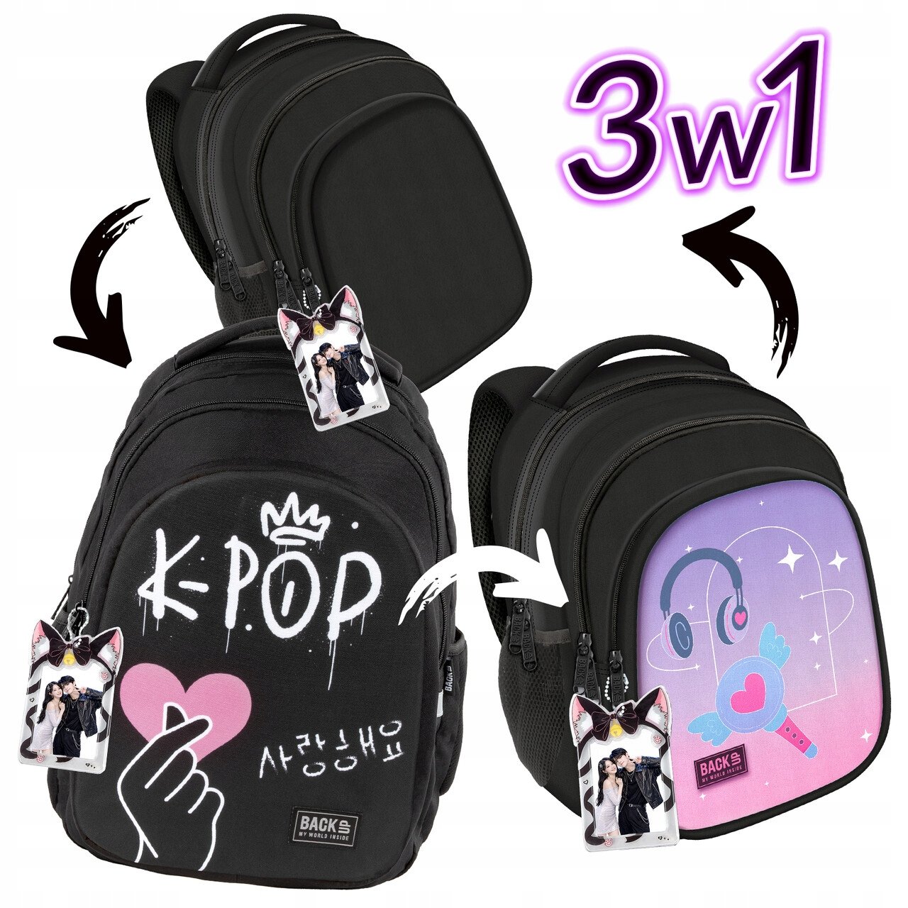 Back Up PLB8D37 3-in-1 K-pop mokyklinė kuprinė, 26 l