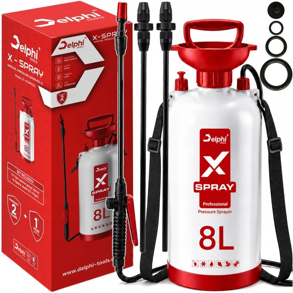 Delphi Tools X-Spray rankinis slėginis purkštuvas, 8 l, 95 cm purškimo ietis