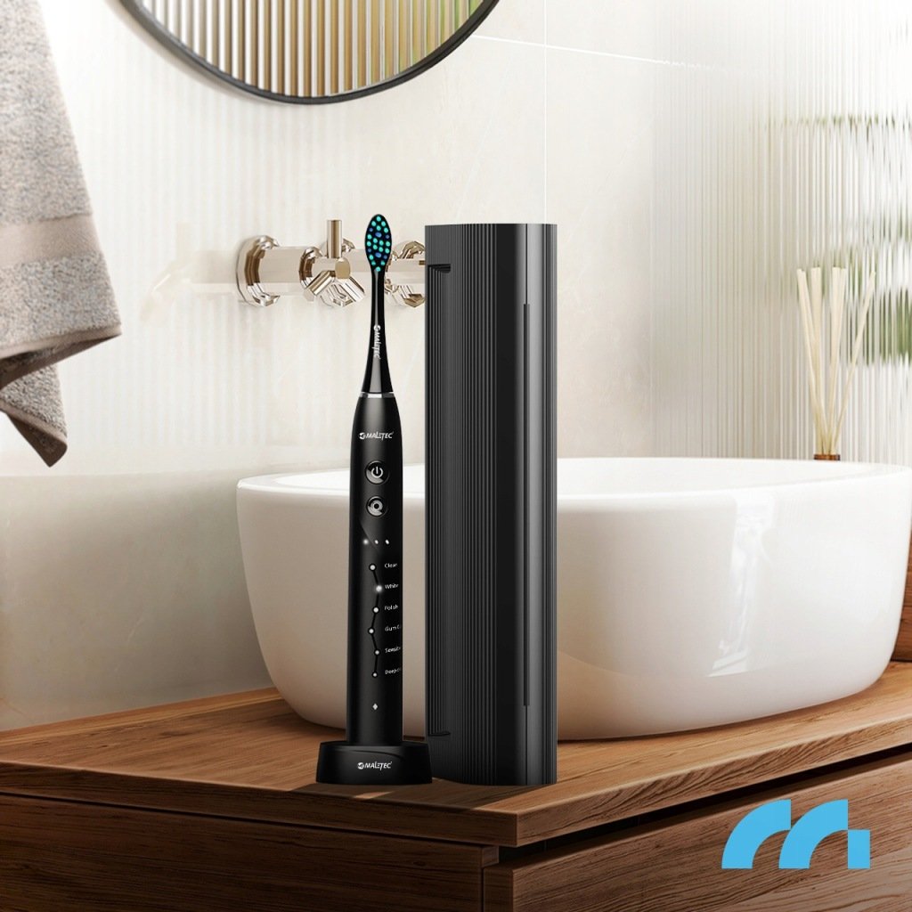 MalTec Toothie X1 BL soninis dantų šepetėlis, 45 000 jud./min., 6 režimai, juodas – vaizdas 3