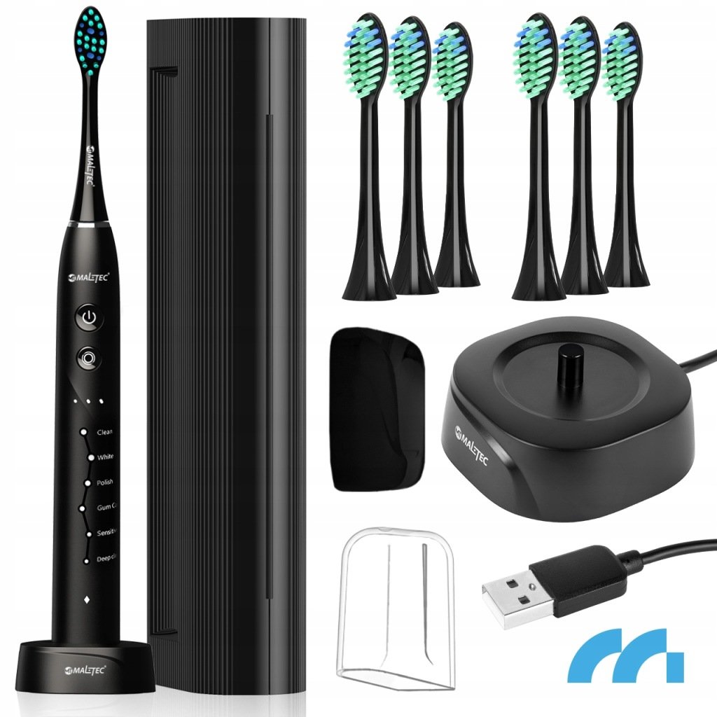 MalTec Toothie X1 BL soninis dantų šepetėlis, 45 000 jud./min., 6 režimai, juodas – vaizdas 4
