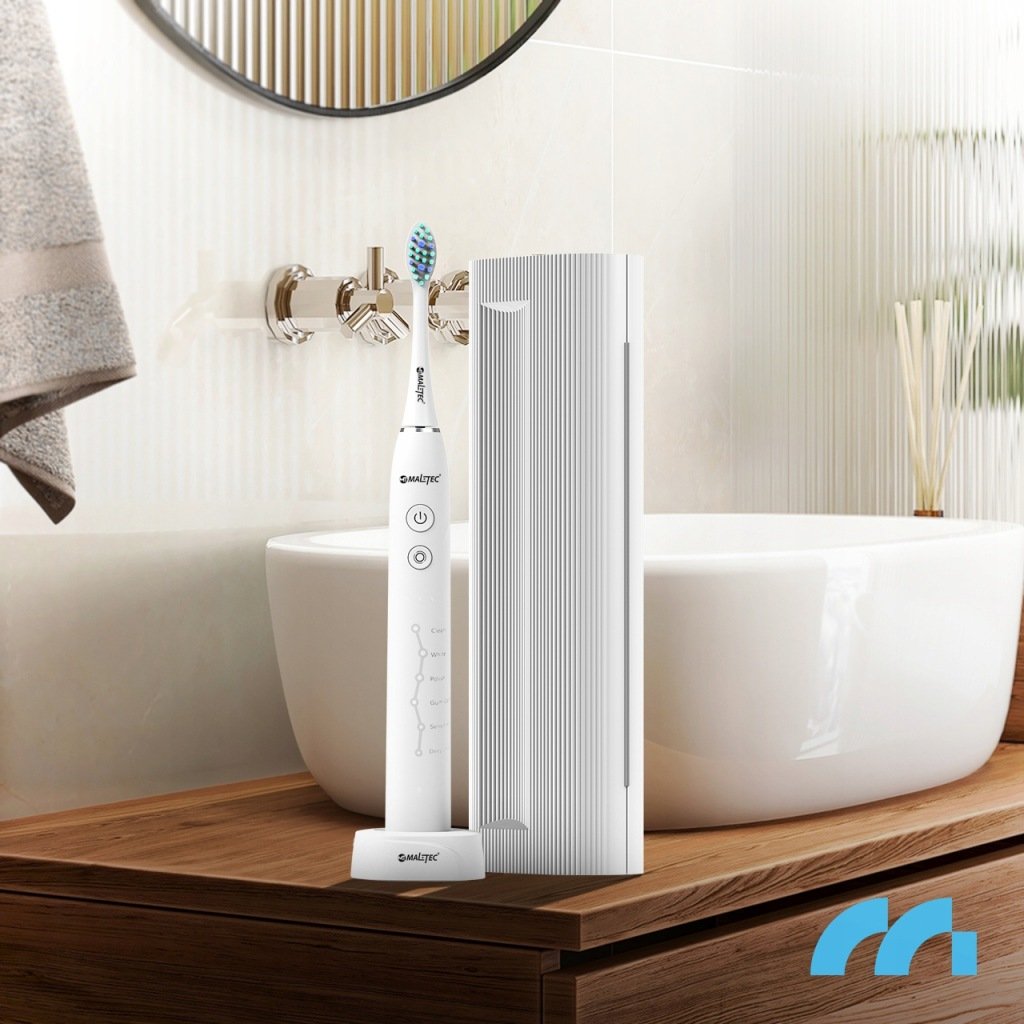 MalTec Toothie X1 WH soninis dantų šepetėlis, 45 000 jud./min., 6 režimai, baltas – vaizdas 3