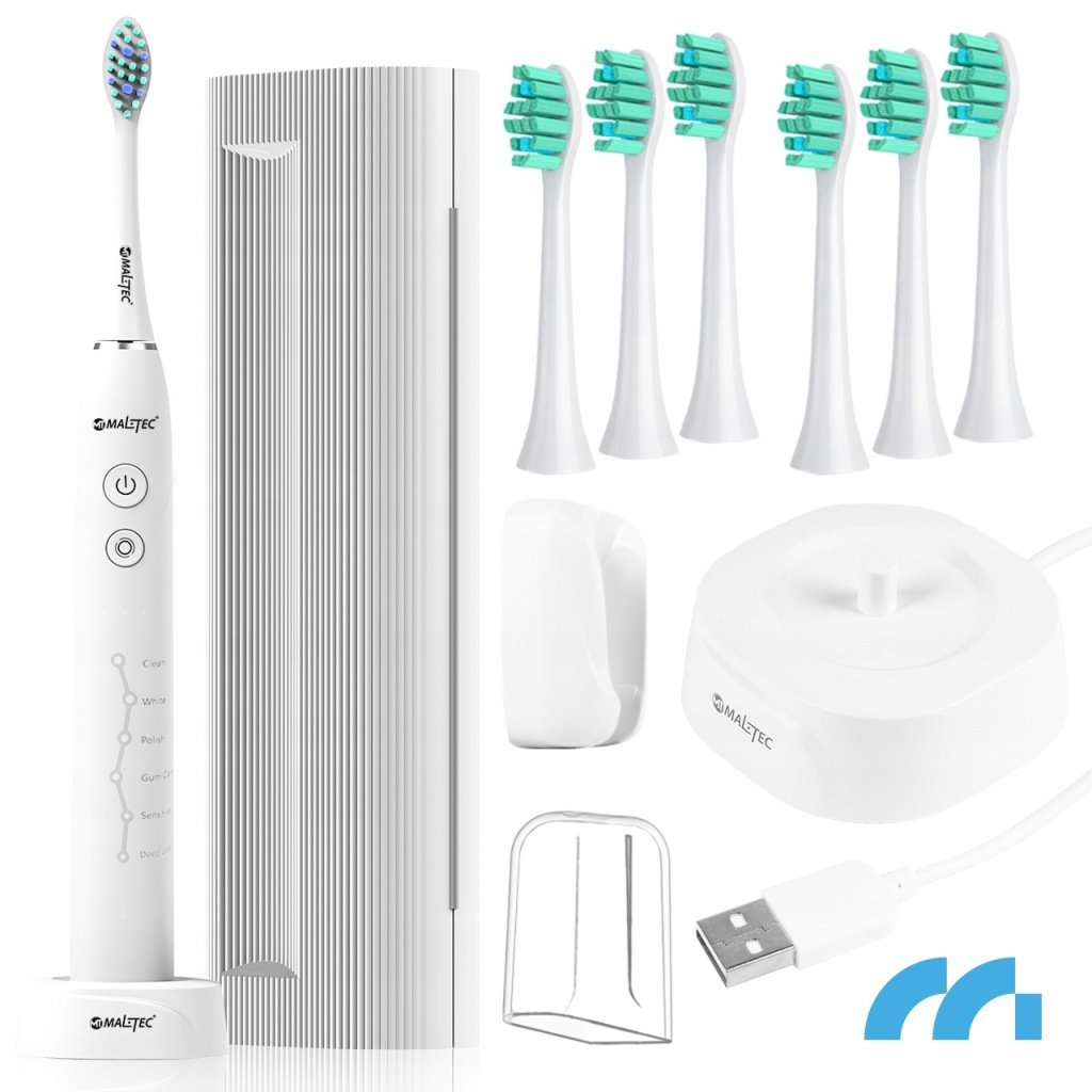 MalTec Toothie X1 WH soninis dantų šepetėlis, 45 000 jud./min., 6 režimai, baltas – vaizdas 4