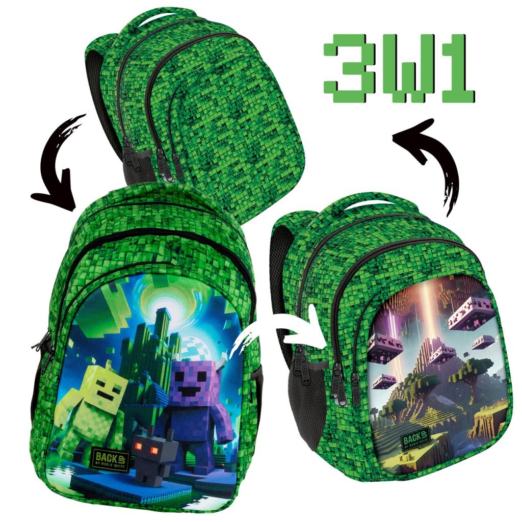 Back Up PLB8D64 3-in-1 „Pixel Game“ mokyklinė kuprinė, 26 l – vaizdas 2