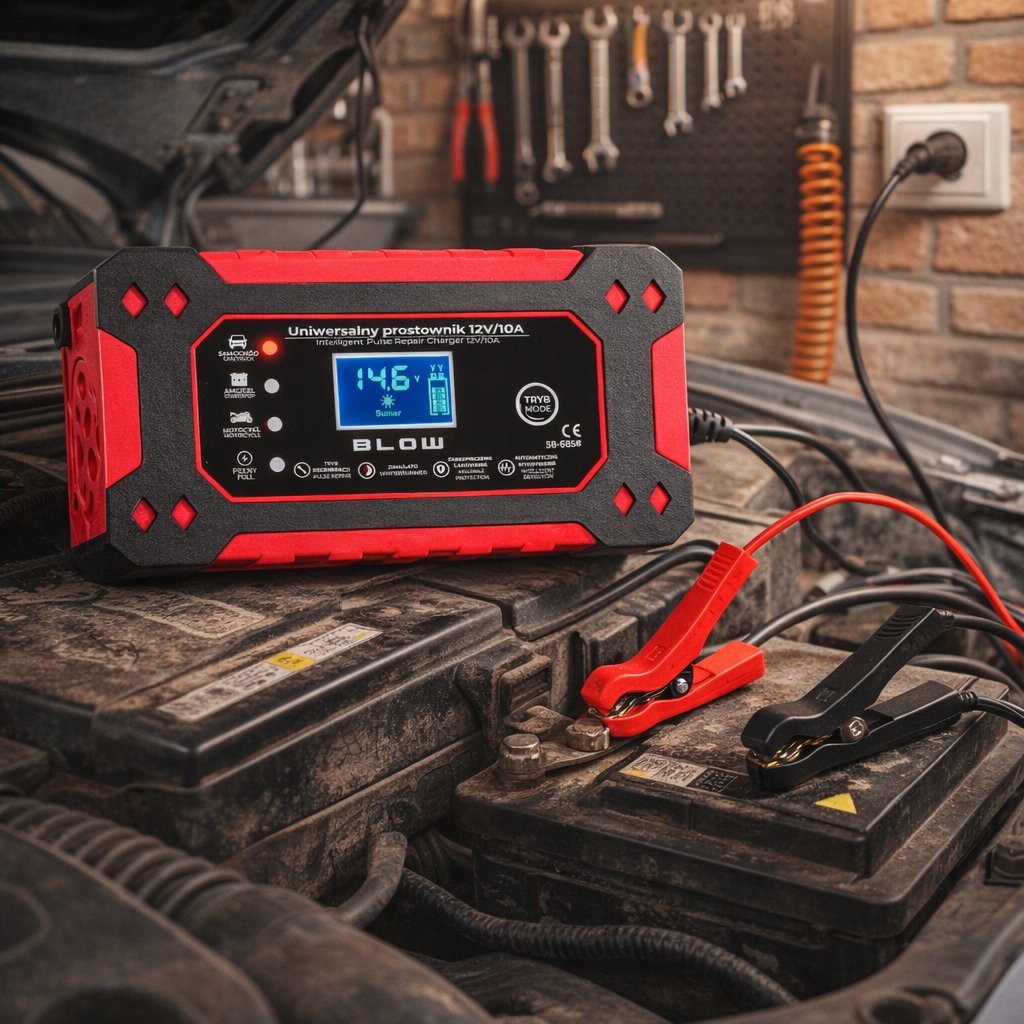 BLOW automatinis akumuliatoriaus įkroviklis 12 V, 10 A, LCD – vaizdas 4