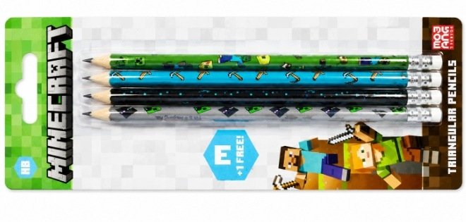 Astra Minecraft HB pieštukai su trintuku, 4 vnt. – vaizdas 2