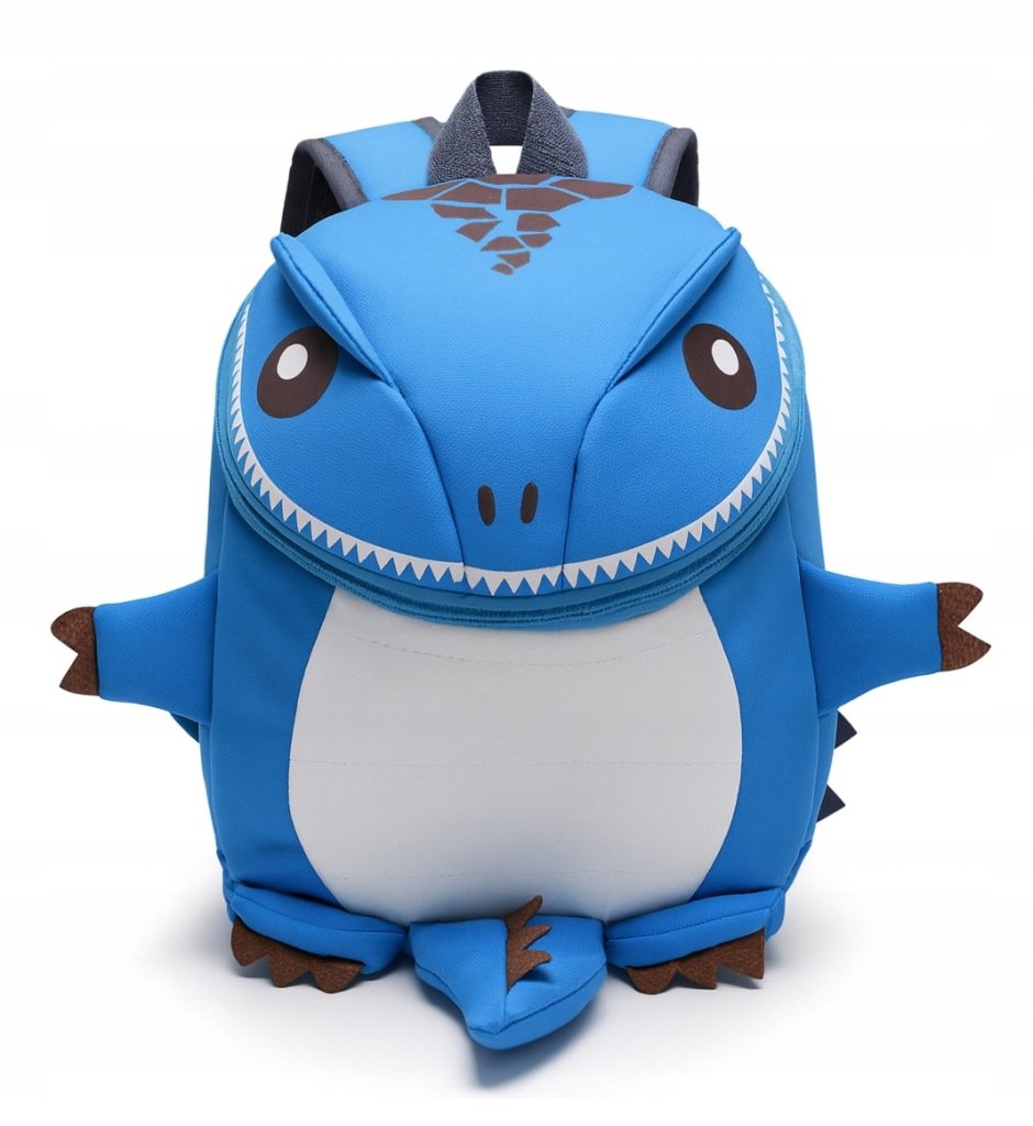 K&M D004 vaikiška 3D dinozauro kuprinė, 26 cm, mėlyna – vaizdas 4