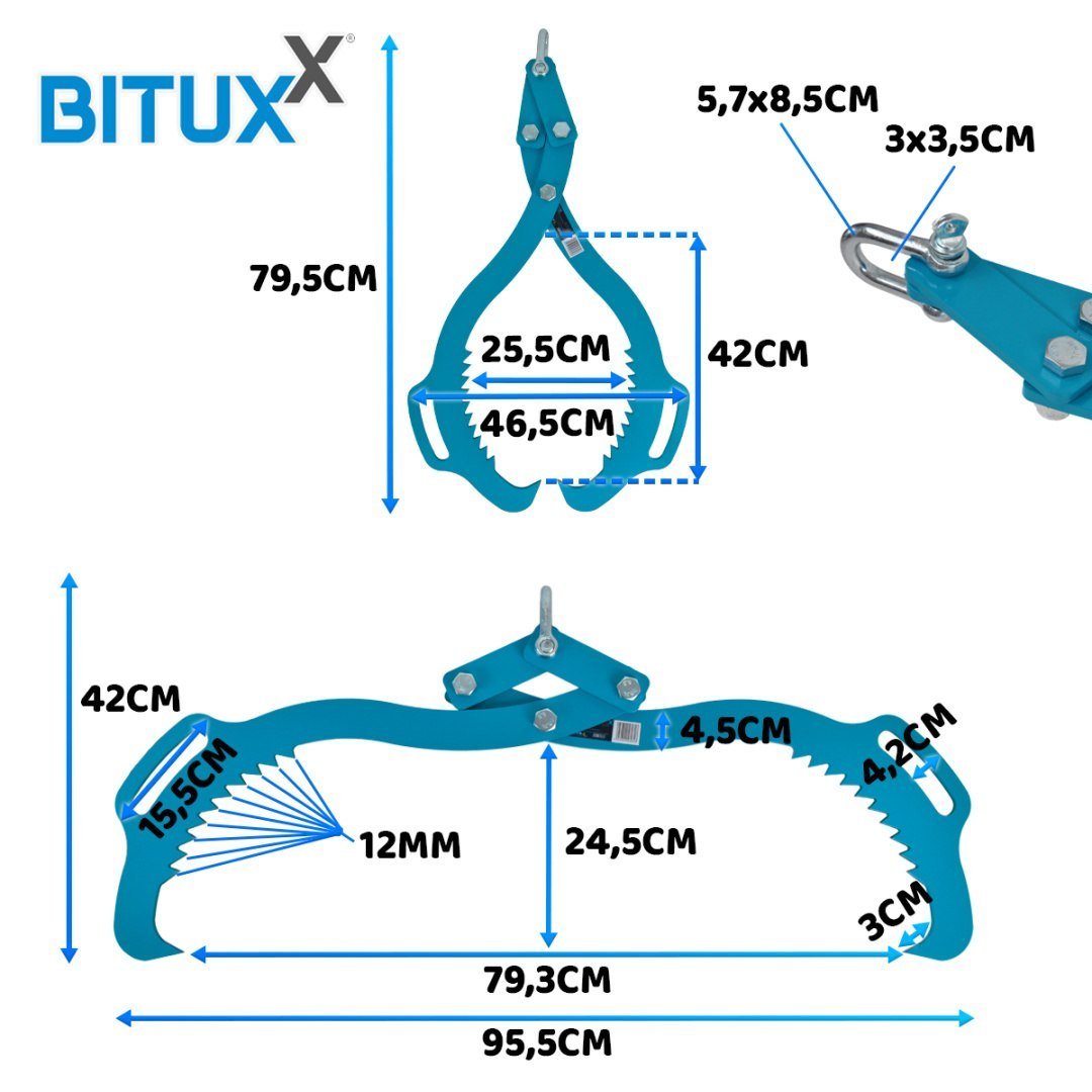 BITUXX savaime užsifiksuojantis medienos griebtuvas 620 mm, iki 1000 kg – BITUXX® – papildoma nuotrauka 2