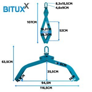 Medienos pakrovimo griebtuvas rąstams, 850 mm, 1500 kg – BITUXX®