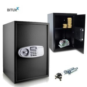 Juodas elektroninis seifas su kodine spyna santaupoms ir vertybėms – BITUXX®