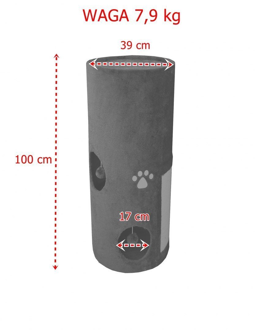 Pilka 100 cm kačių draskyklė su sizalio stulpu – BITUXX® – papildoma nuotrauka 4