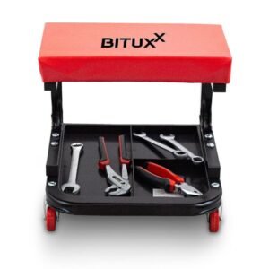 Dirbtuvių taburetė ant ratukų su apatine lentyna – BITUXX®