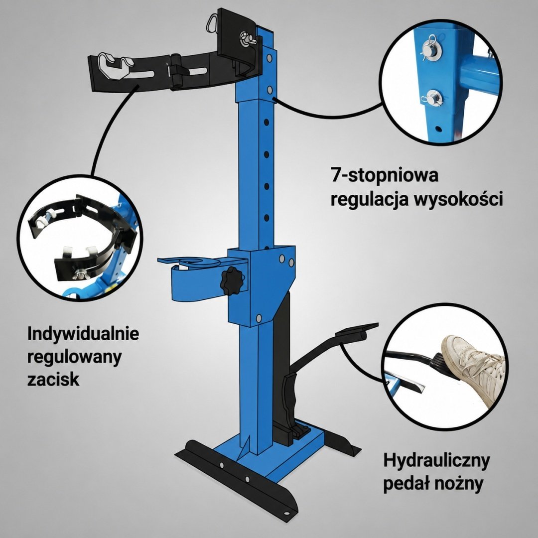 Hidraulinis spyruoklių suspaudėjas 2,5 t su pedalu, 70–200 mm – BITUXX – papildoma nuotrauka 4