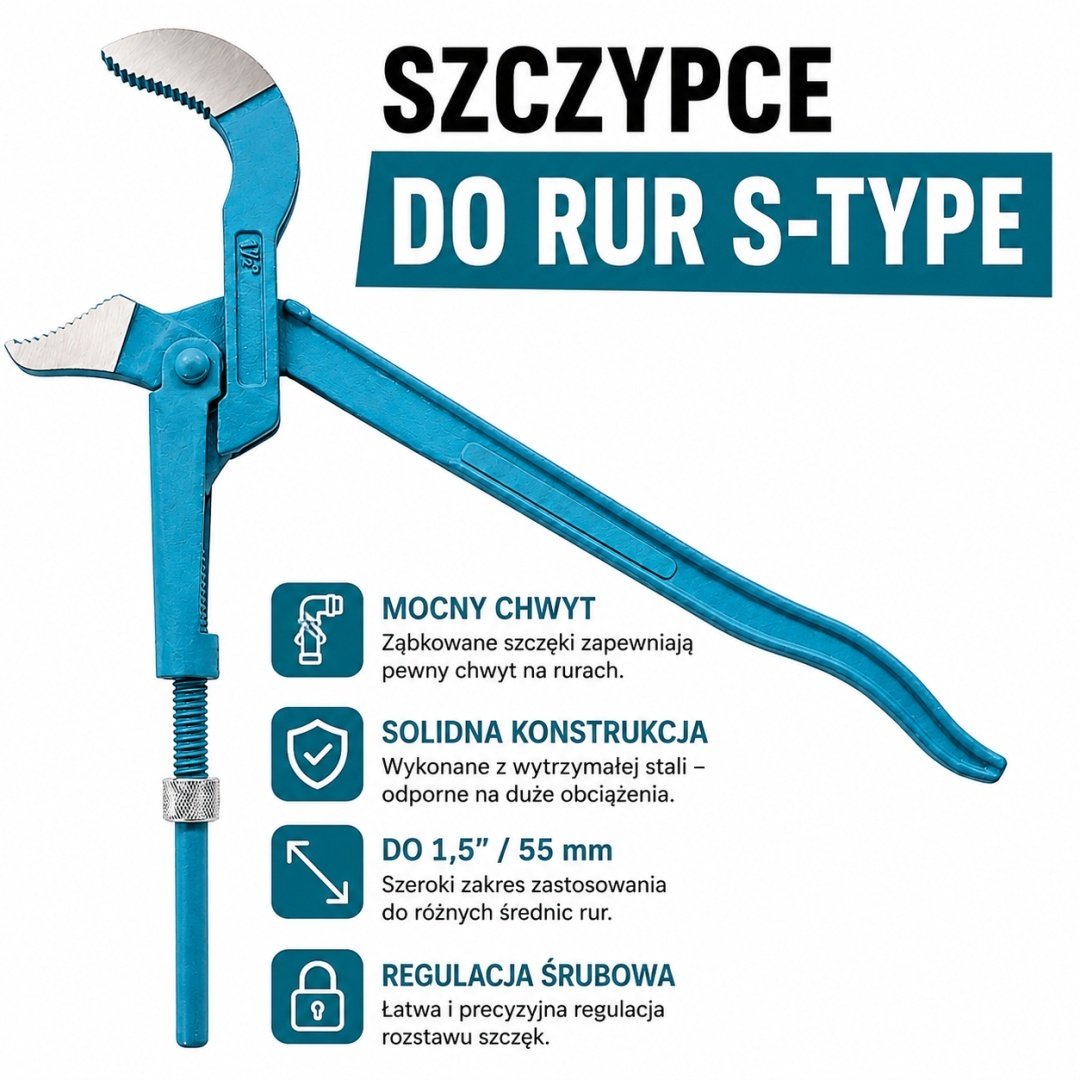 BITUXX lengvas švediškas vamzdžių raktas 1,5″ su ilgais žandikauliais – papildoma nuotrauka 3