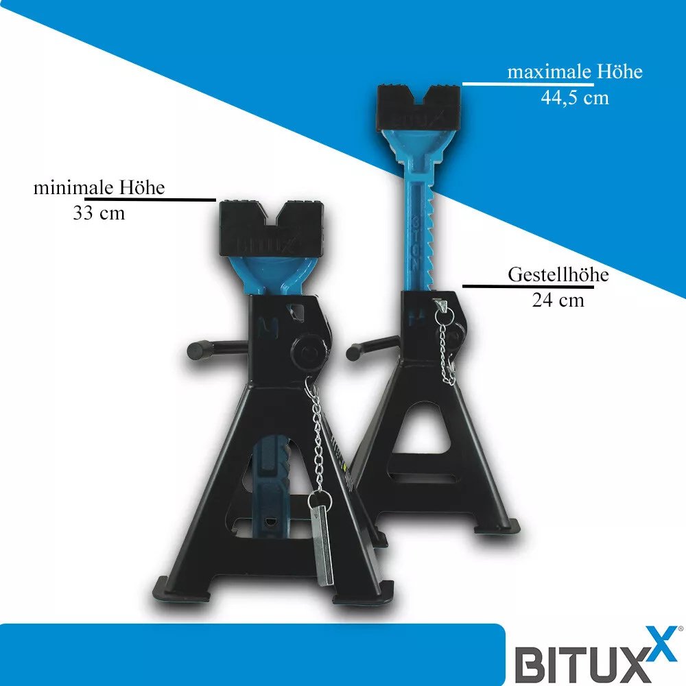 Tvirti automobilio dirbtuvių stovai, 2 vnt., iki 3 t – BITUXX® – papildoma nuotrauka 2