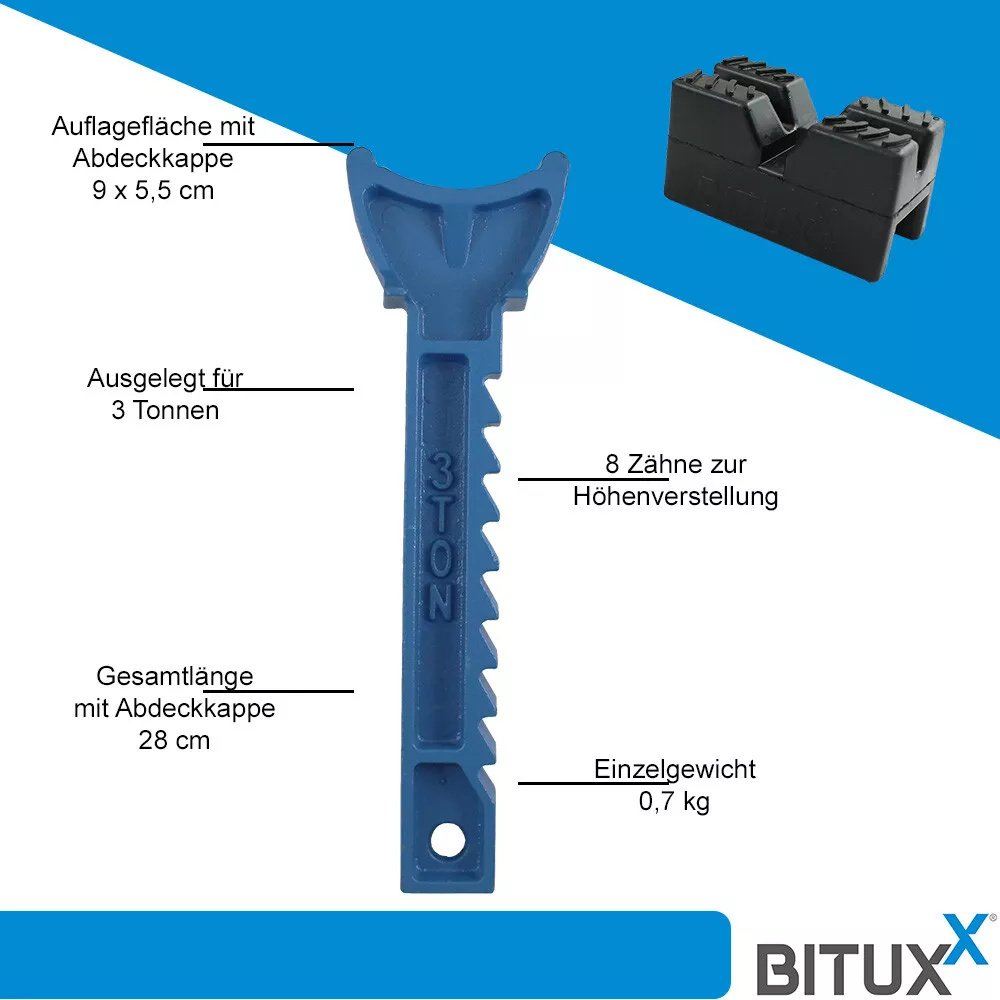 Tvirti automobilio dirbtuvių stovai, 2 vnt., iki 3 t – BITUXX® – papildoma nuotrauka 3