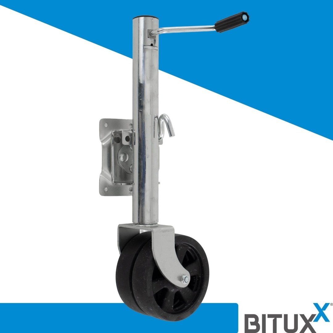 BITUXX reguliuojamas priekabos atraminis ratukas su rankena, iki 900 kg – BITUXX®