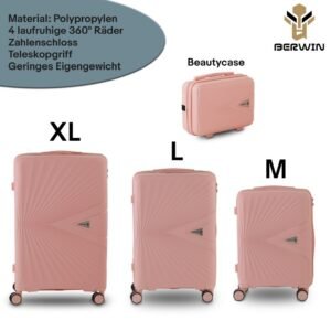 Kelioninis rinkinys: 3 kieti lagaminai XL/L/M + kosmetinė, TSA, 4 ratukai – BITUXX®